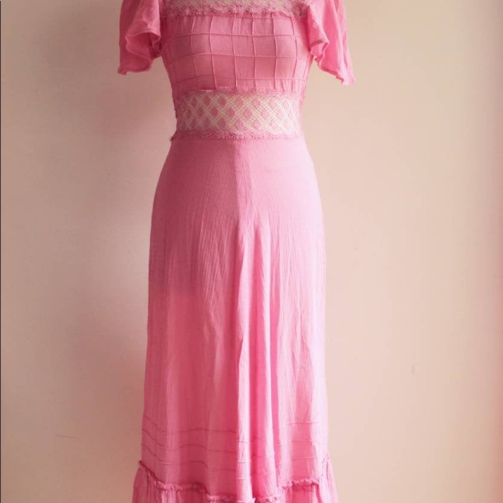 Vintage pink cotton maxi dress - Picture 7 of 9